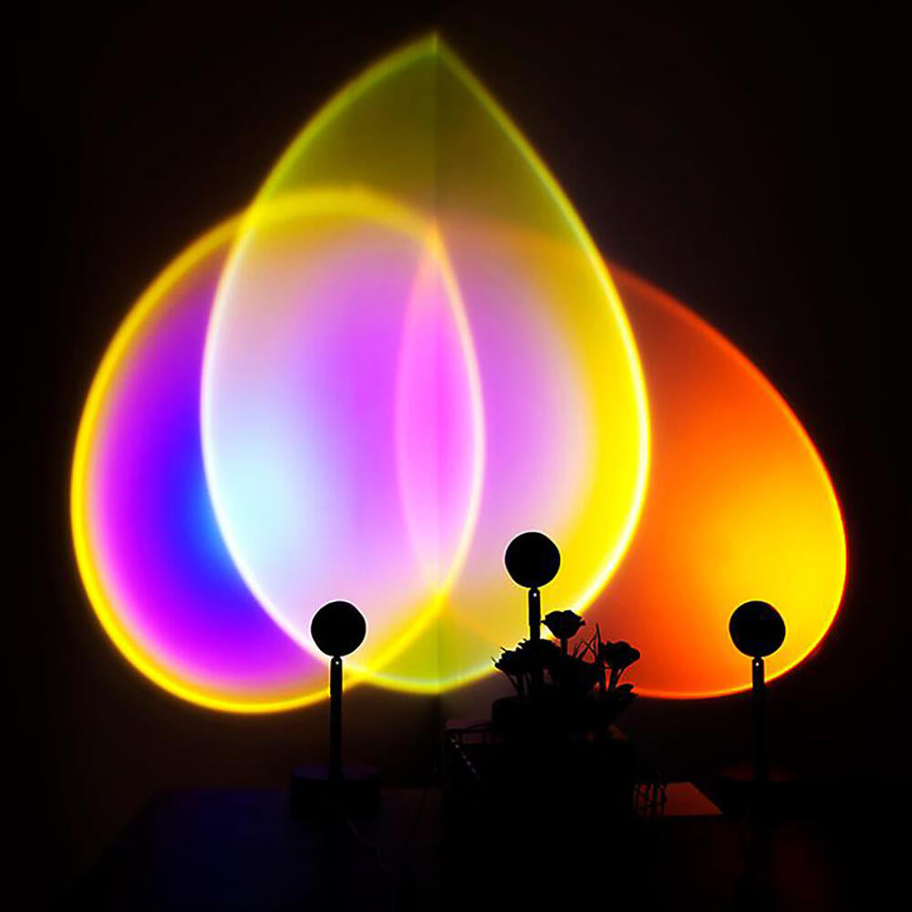 Sunset Lamp Lámpara de proyector de luz con USB Color ajustable Rotación de 360° LED romántica